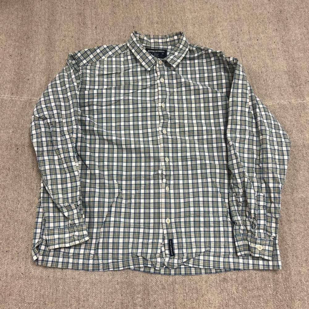 Vintage Abercrombie & Fitch Plaid Button Up Shirt Mens XL Green 2000s Y2K